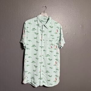 Kickee Koi Short Sleeve Button Down Size L